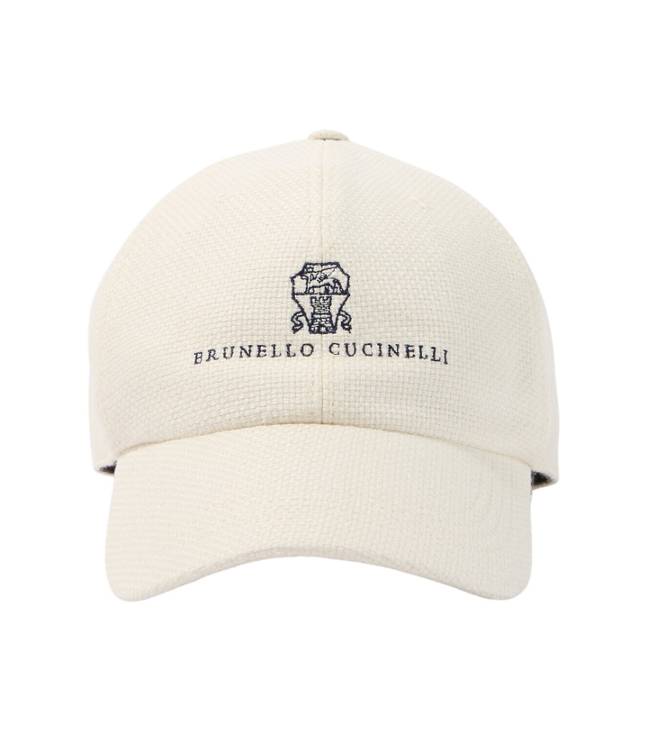 Photo: Brunello Cucinelli Logo silk, linen, and wool baseball cap
