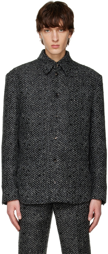 Photo: Bottega Veneta Gray & Black Mouliné Shirt