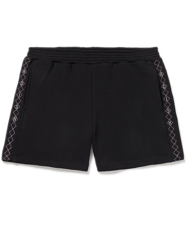 Photo: Adish - Wide-Leg Logo-Embroidered Cotton-Jersey Drawstring Shorts - Black