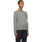 Thom Browne Grey Wool Jersey Knit 4-Bar Sweater