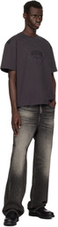GANNI Black Heavy Cotton Drop Shoulder Heart T-shirt