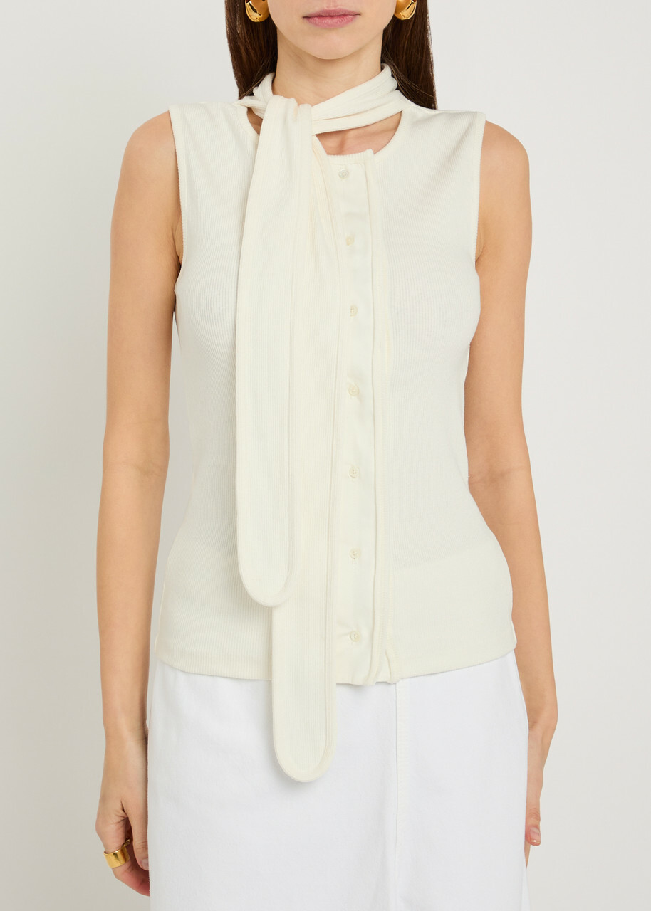 Lemaire Scarf-effect Cotton-blend top Off White