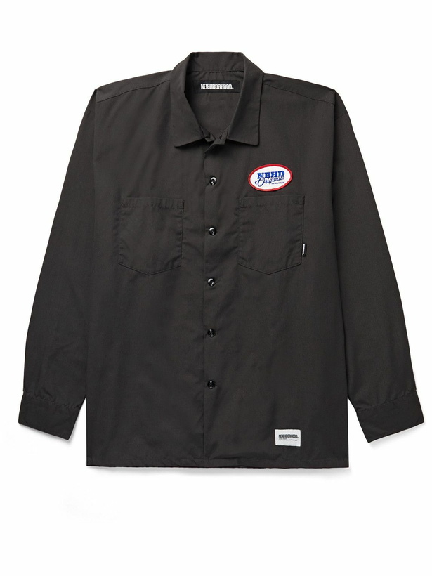 Photo: Neighborhood - Printed Appliquéd Woven Overshirt - Gray