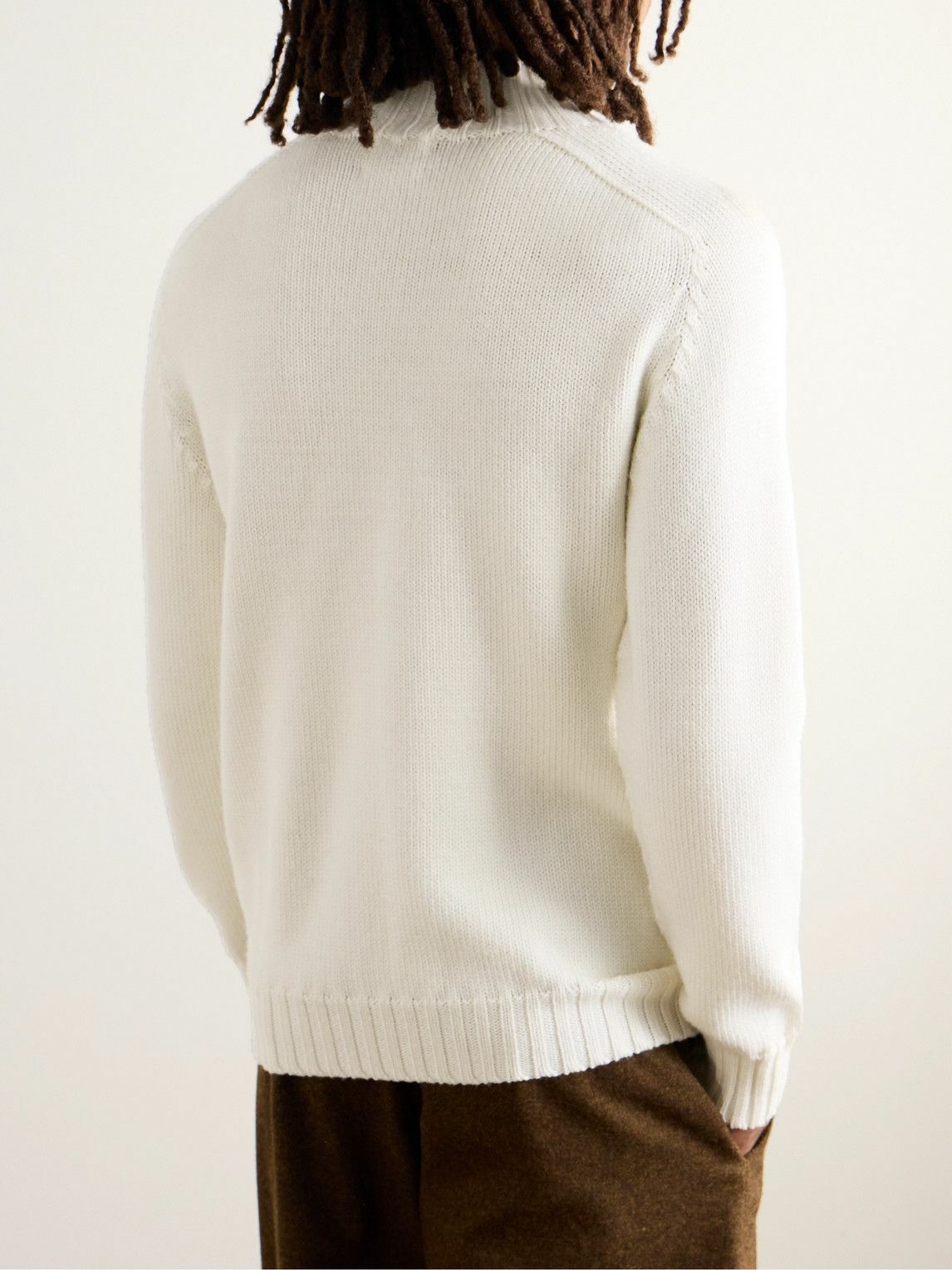 De Bonne Facture - Countryside Wool Rollneck Sweater - White