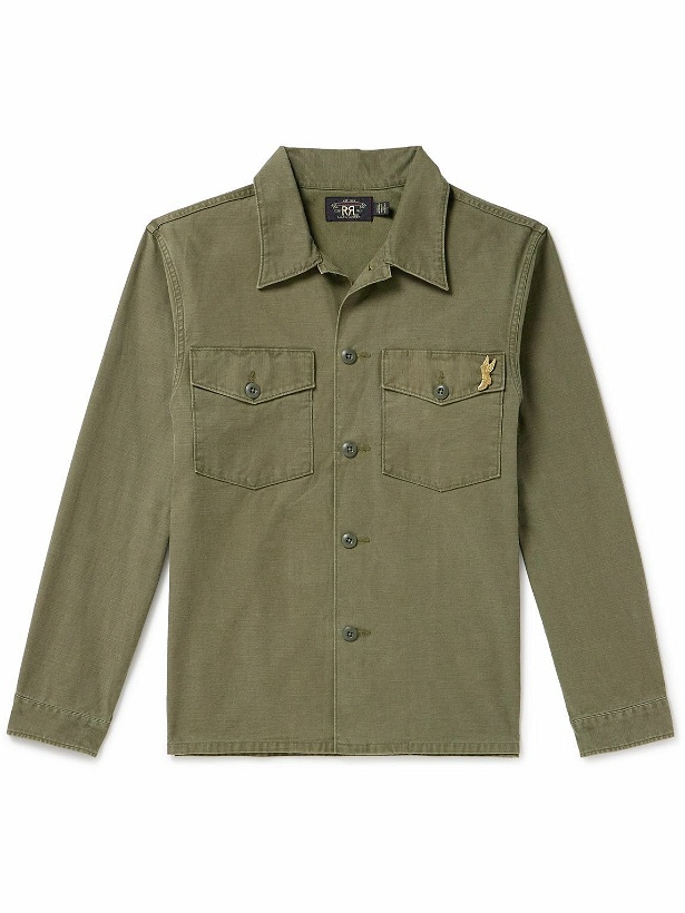 Photo: RRL - Regiment Pin-Embellished Cotton Overshirt - Green
