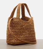 Tod's Logo leather-trimmed raffia tote bag