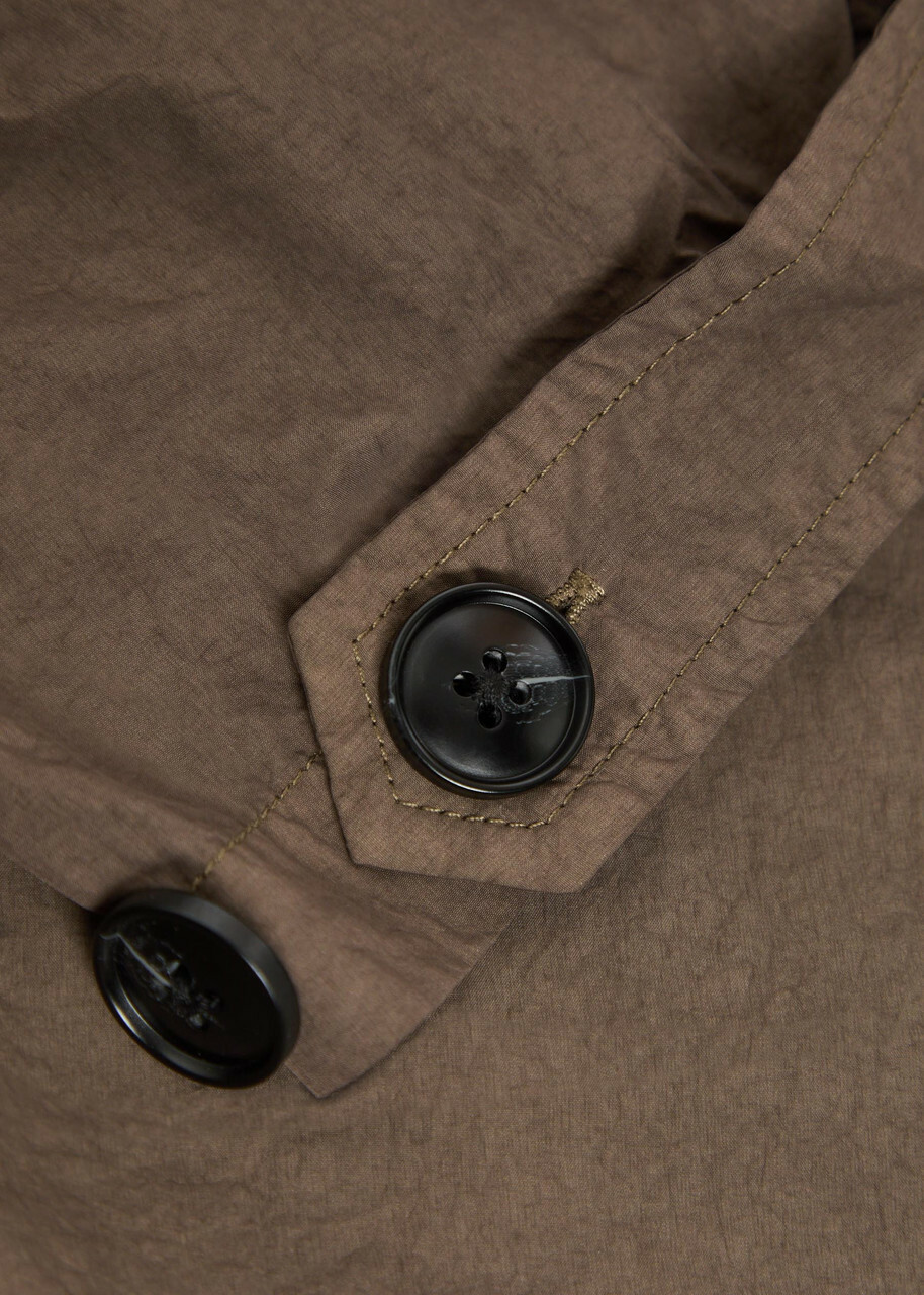 Mki Miyuki Zoku Crinkled Nylon Overshirt Khaki