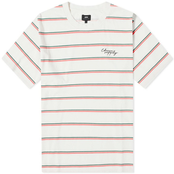 Photo: Edwin Men's Windup Stripe T-Shirt in White/Pink/Green