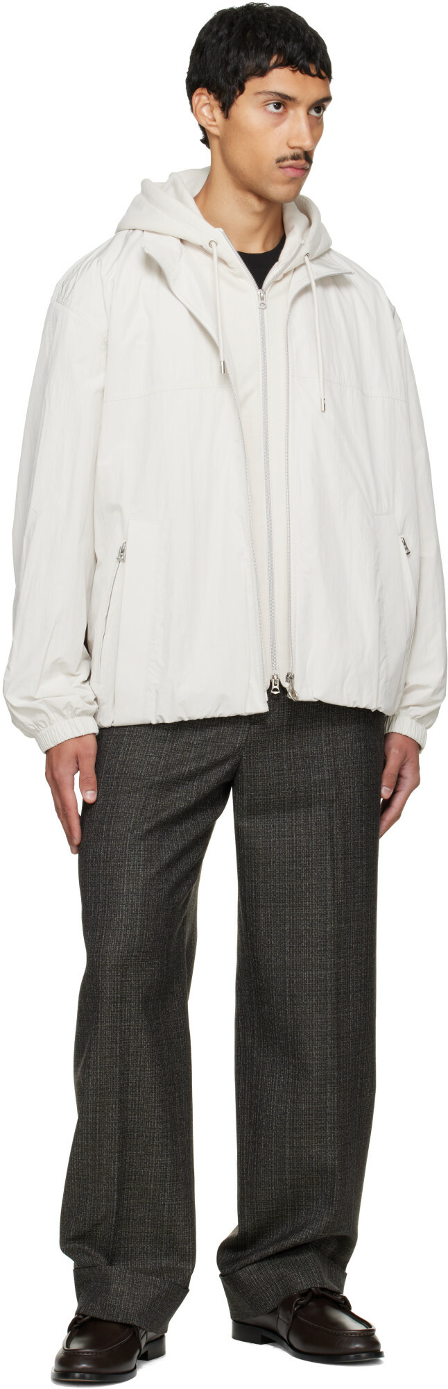 Solid Homme Off-White Layered Taffeta Jacket