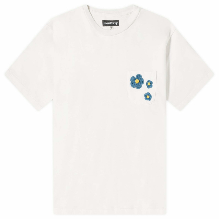 Photo: Monitaly Men's Pocket 3 Flower T-Shirt in White