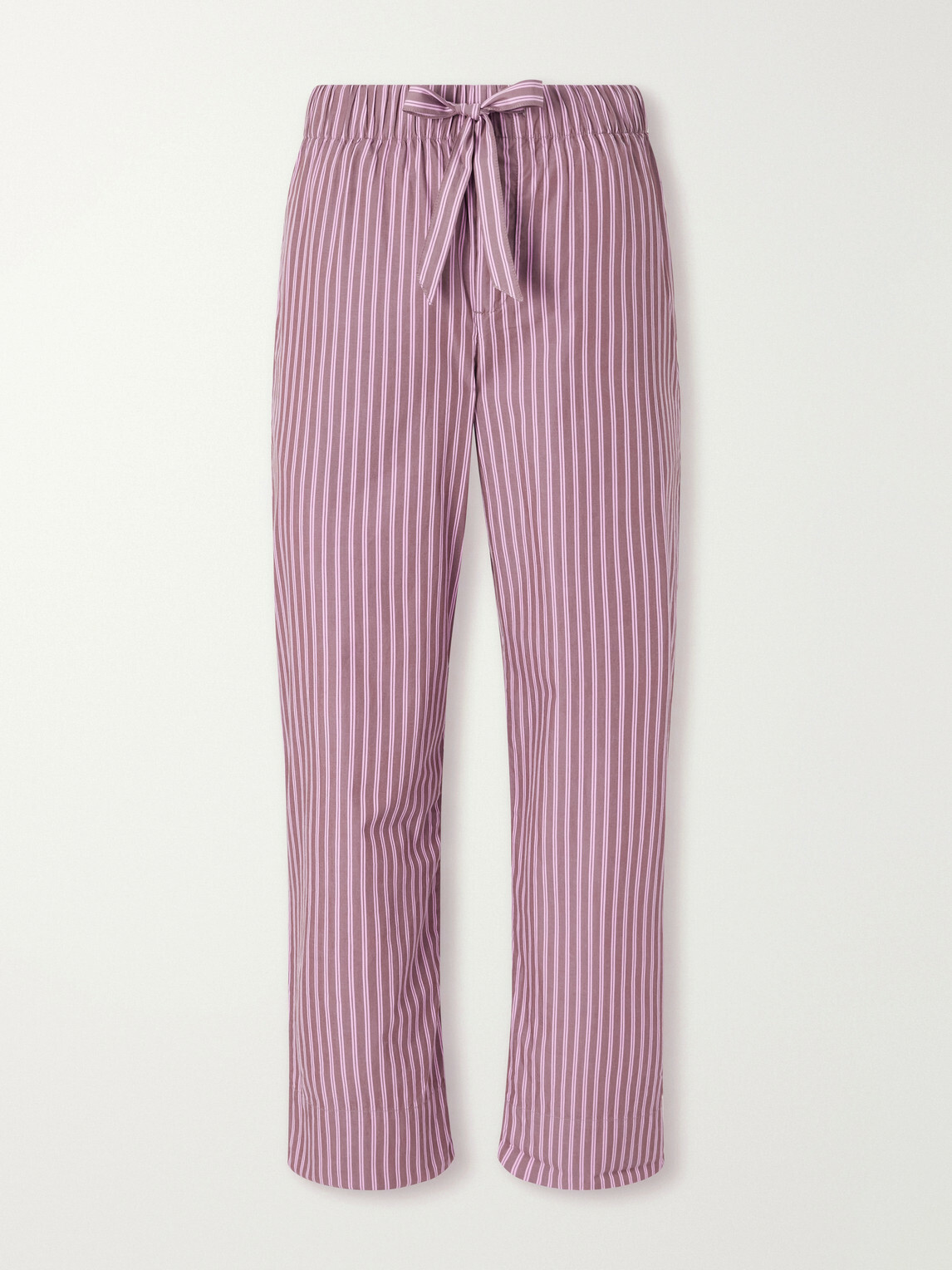 TEKLA - Drawstring Striped Organic Cotton-Poplin Pyjama Trousers - Pink