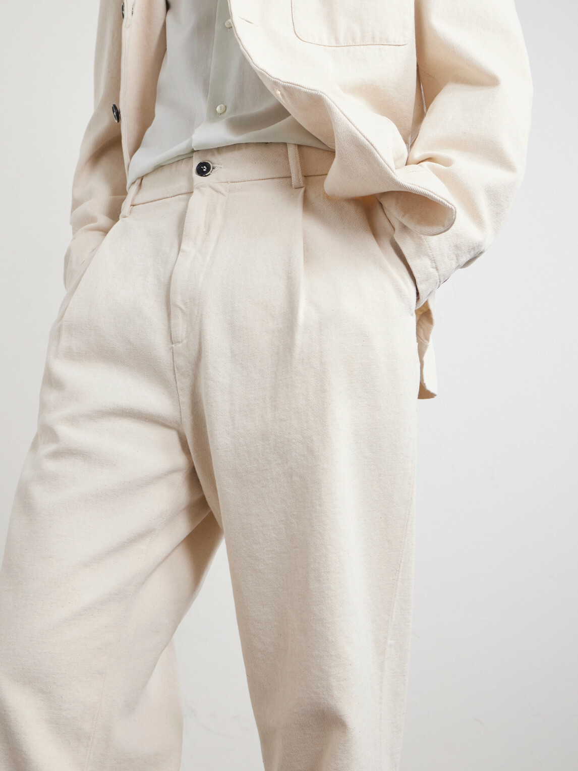 Barena - Straight-Leg Pleated Cotton-Drill Trousers - Neutrals