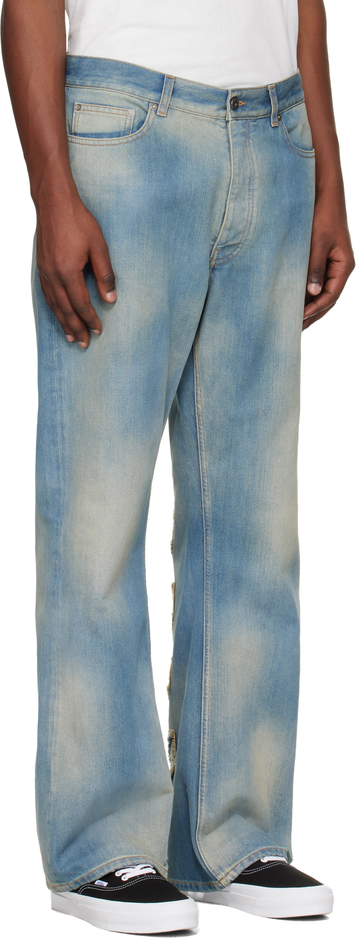Off-White Blue Diagonal Raw Patch 90s Skate Jeans