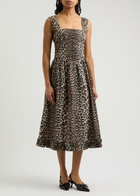 Ganni Leopard-print Cotton Midi Dress