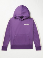 Palm Angels - Striped Logo-Print Jersey Hoodie - Purple