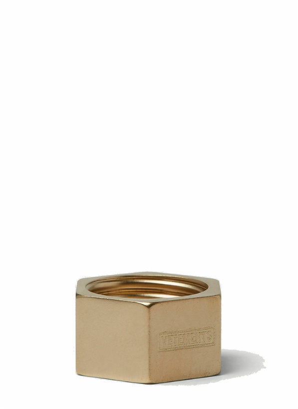 Photo: Engraved Logo Thick Nut Ring in Gold