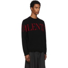 Valentino Black and Red Cashmere Logo Sweater