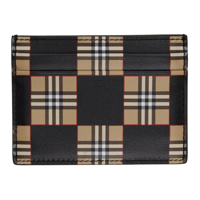 Burberry Vintage Check and Leather Money Clip Card Case 3 Slot Archive Beige