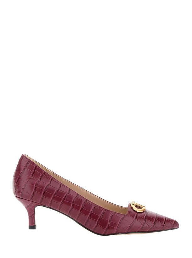 Photo: TwinSet Bordeaux Pumps With Low Stiletto Heel And Embissed Crocodile Effect In Leather Woman