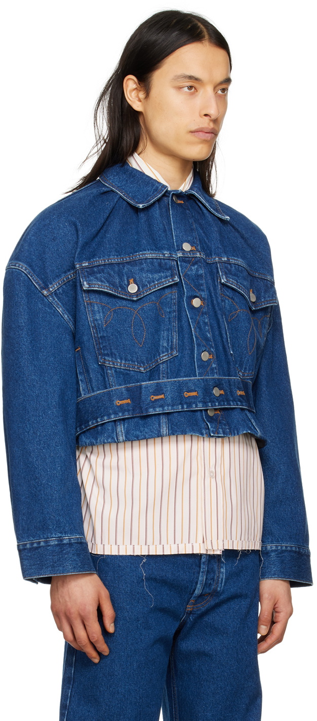 Meryll Rogge Blue Cropped Denim Jacket