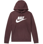 NIKE - Sportswear Club Logo-Print Fleece-Back Cotton-Blend Jersey Hoodie - Brown