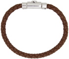 Salvatore Ferragamo Brown Leather Braided Bracelet