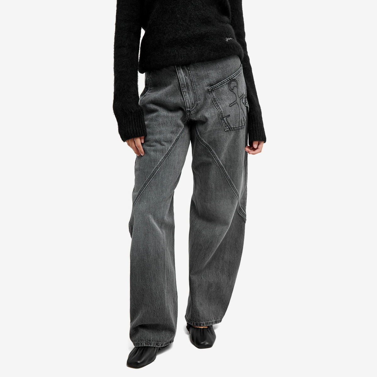 JW Anderson Women's Twisted Workwear Jeans in Grey JW Anderson