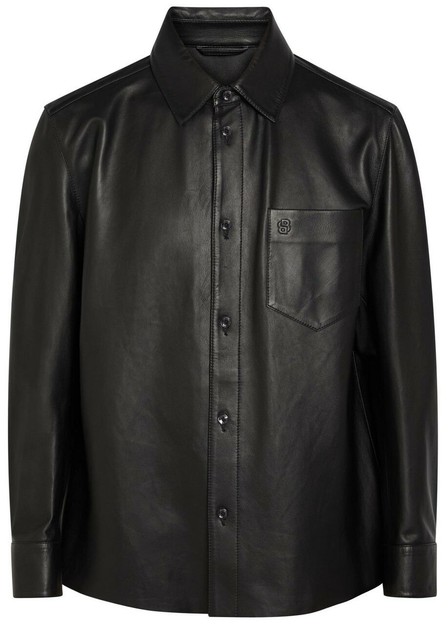 Boss Movitz Leather Jacket Black