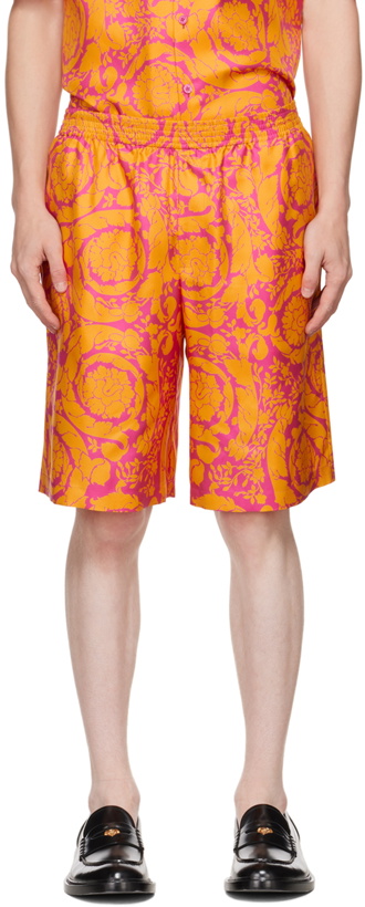 Photo: Versace Pink & Orange Barocco Shorts