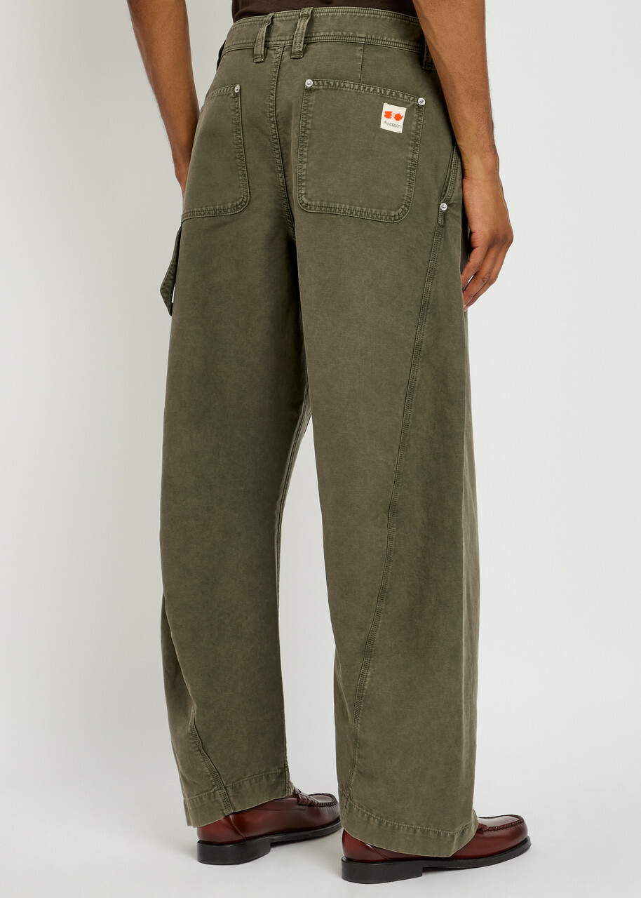 JW Anderson Twisted Seam Cotton Trousers Olive JW Anderson