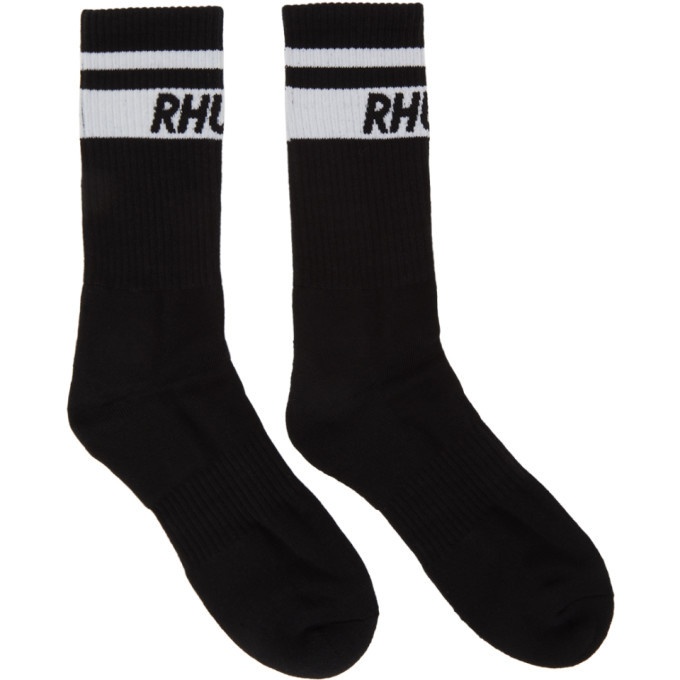 Photo: Rhude Black Two-Stripe Logo Socks