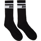 Rhude Black Two-Stripe Logo Socks