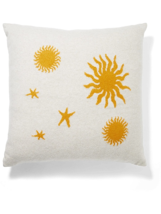 Photo: THE ELDER STATESMAN - Starry Night Intarsia Cashmere Cushion - Neutrals - one size