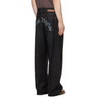 Palm Angels Black Curved Logo Loose Jeans