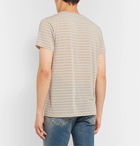 SAINT LAURENT - Metallic Striped Modal-Blend Jersey T-shirt - Neutral