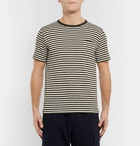 Armor Lux - Héritage Striped Cotton and Linen-Blend T-Shirt - Dark green