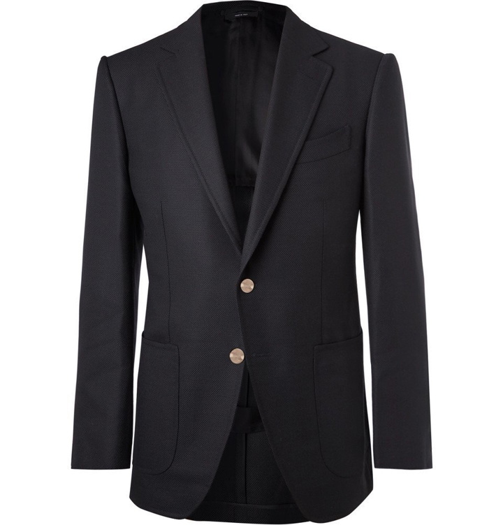 Photo: TOM FORD - Midnight-Blue O'Connor Slim-Fit Wool and Mohair-Blend Hopsack Blazer - Navy