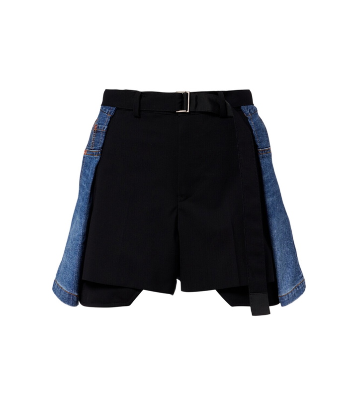 Photo: Sacai Paneled denim shorts
