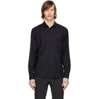 Z Zegna Navy Merino Snap Button Shirt