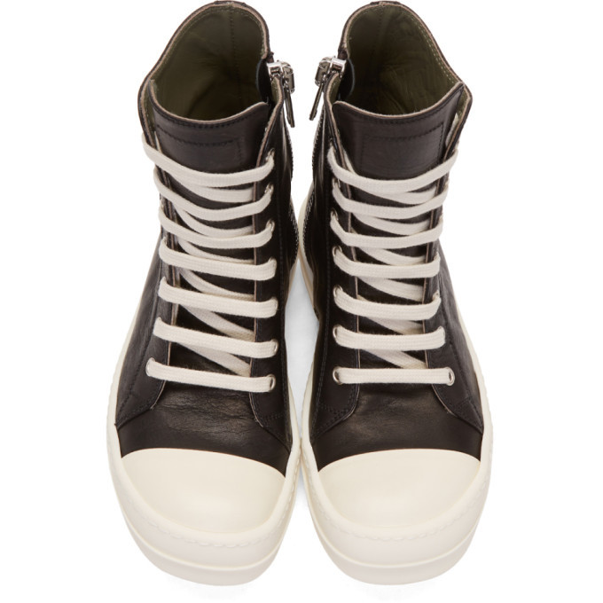 Rick Owens Black and Off-White High-Top Sneakers Rick Owens