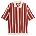Wax London Men's Porto Knit Stripe Shirt in Ecru/Orange