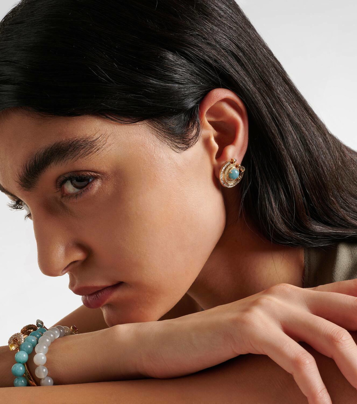 Ananya Chakra 18kt gold earrings with gemstones