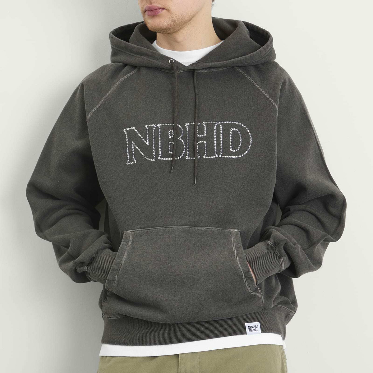 Neighborhood Men's Pigment Dyed Sweat Hoodie in Black Neighborhood Neighborhood Men's Pigment Dyed Sweat Hoodie in Black Neighborhood