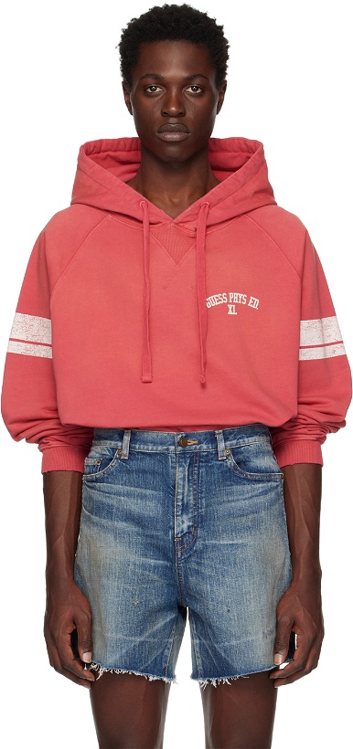 Photo: GUESS USA Red Distressed Hoodie