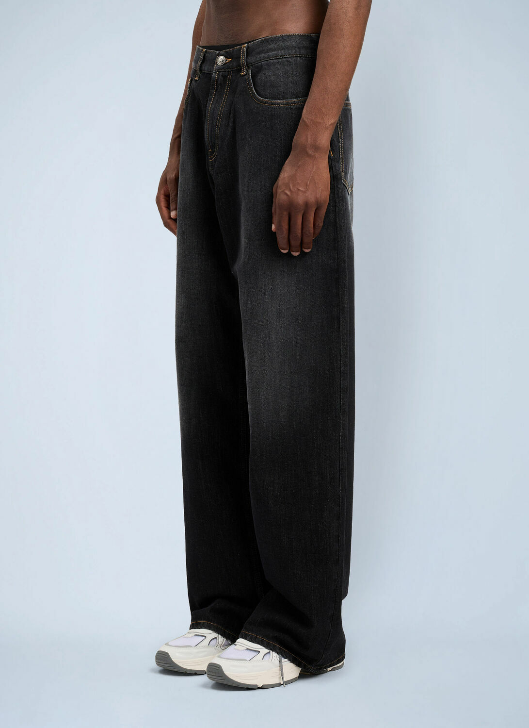 Palm Angels Curved Logo Loose Jeans