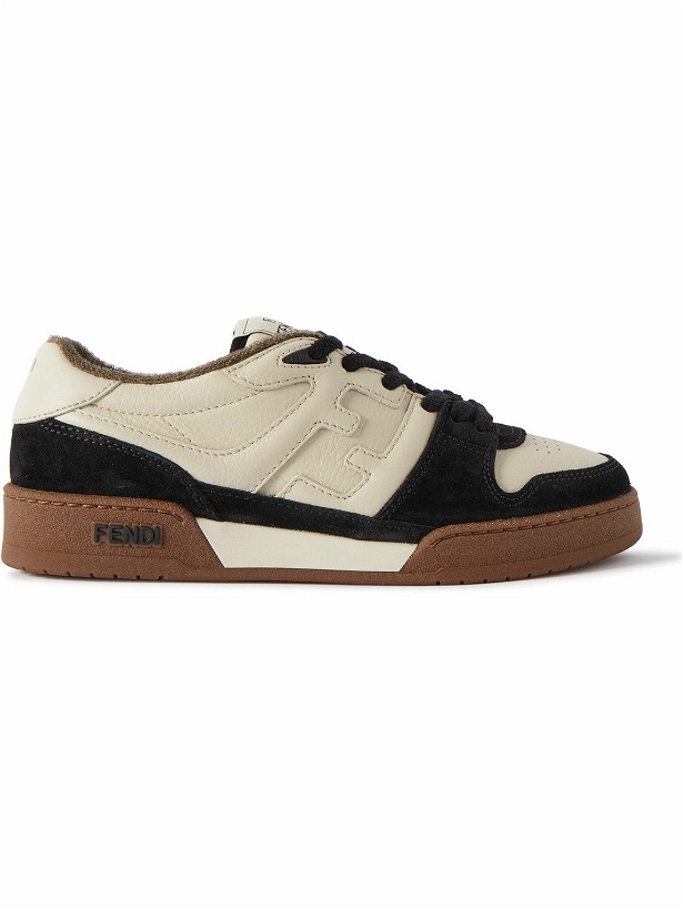 Photo: Fendi - Full-Grain Leather and Suede Sneakers - Neutrals