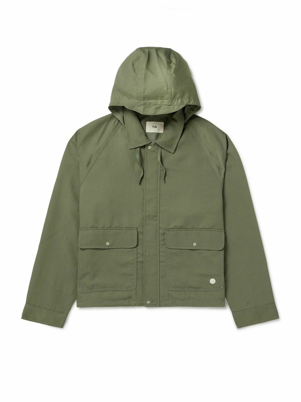 Photo: Folk - Twill Hooded Jacket - Green