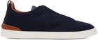 ZEGNA Navy Triple Stitch Sneakers