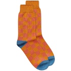 RoToTo Checkerboard Crew Sock in Orange