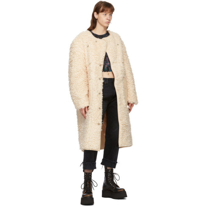 R13 Off White Sherpa Military Liner Coat R13